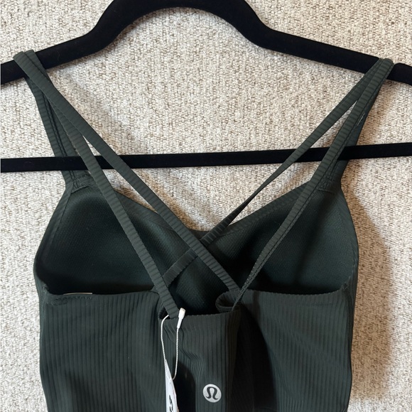 Lululemon Rainforest Green like a cloud longline bra B/C cup ribbed size 4/XS - Picture 2 of 2